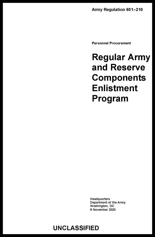 AR 601-210 Army and Reserve Enlistment Prog- 2023 - Mini size